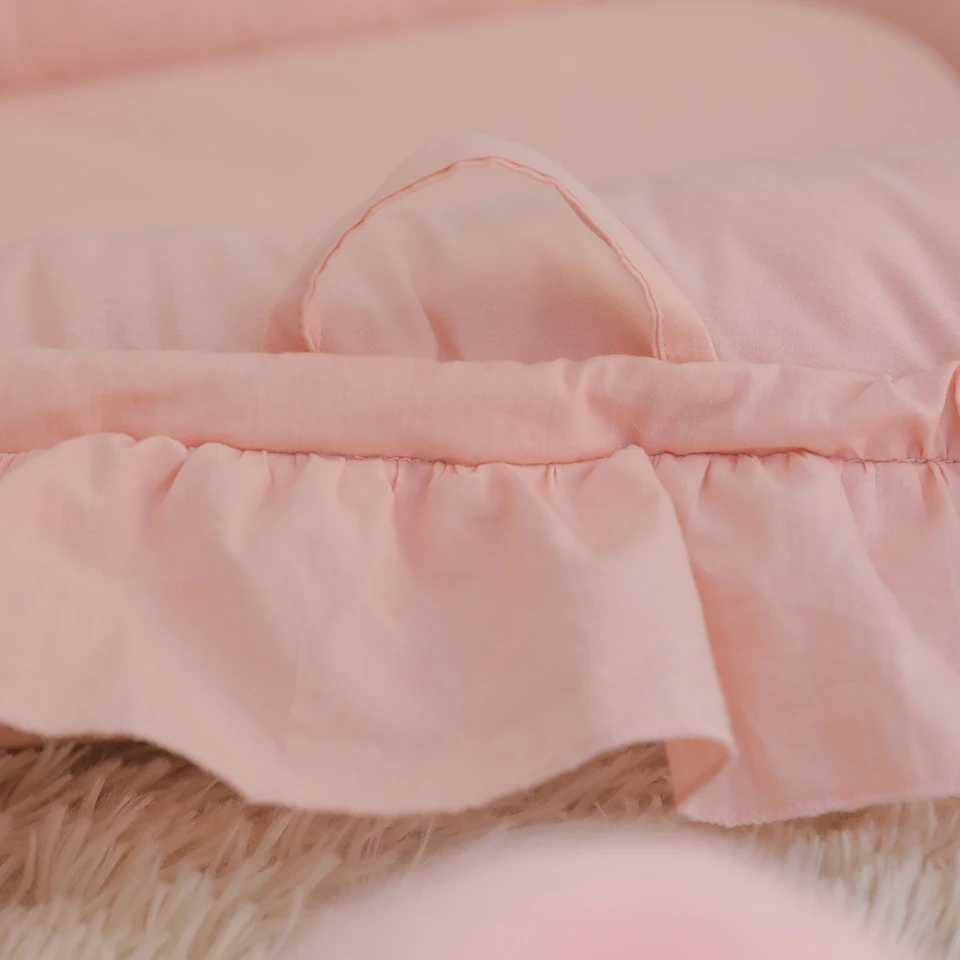 Baby Nest Ruffle Baby Bassinet For Newborns Travel Bed Stars Design Portable Lounger Cotton Toddler Crib Breathable Sleep Nest