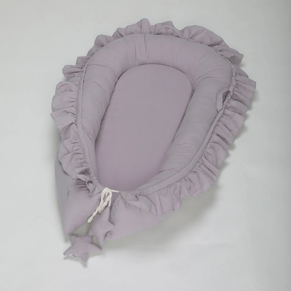 Baby Nest Ruffle Baby Bassinet For Newborns Travel Bed Stars Design Portable Lounger Cotton Toddler Crib Breathable Sleep Nest