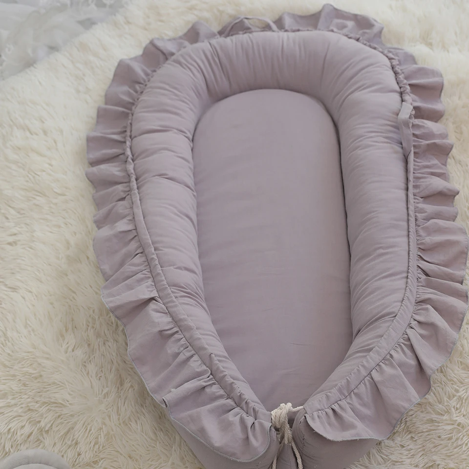 Baby Nest Ruffle Baby Bassinet For Newborns Travel Bed Stars Design Portable Lounger Cotton Toddler Crib Breathable Sleep Nest
