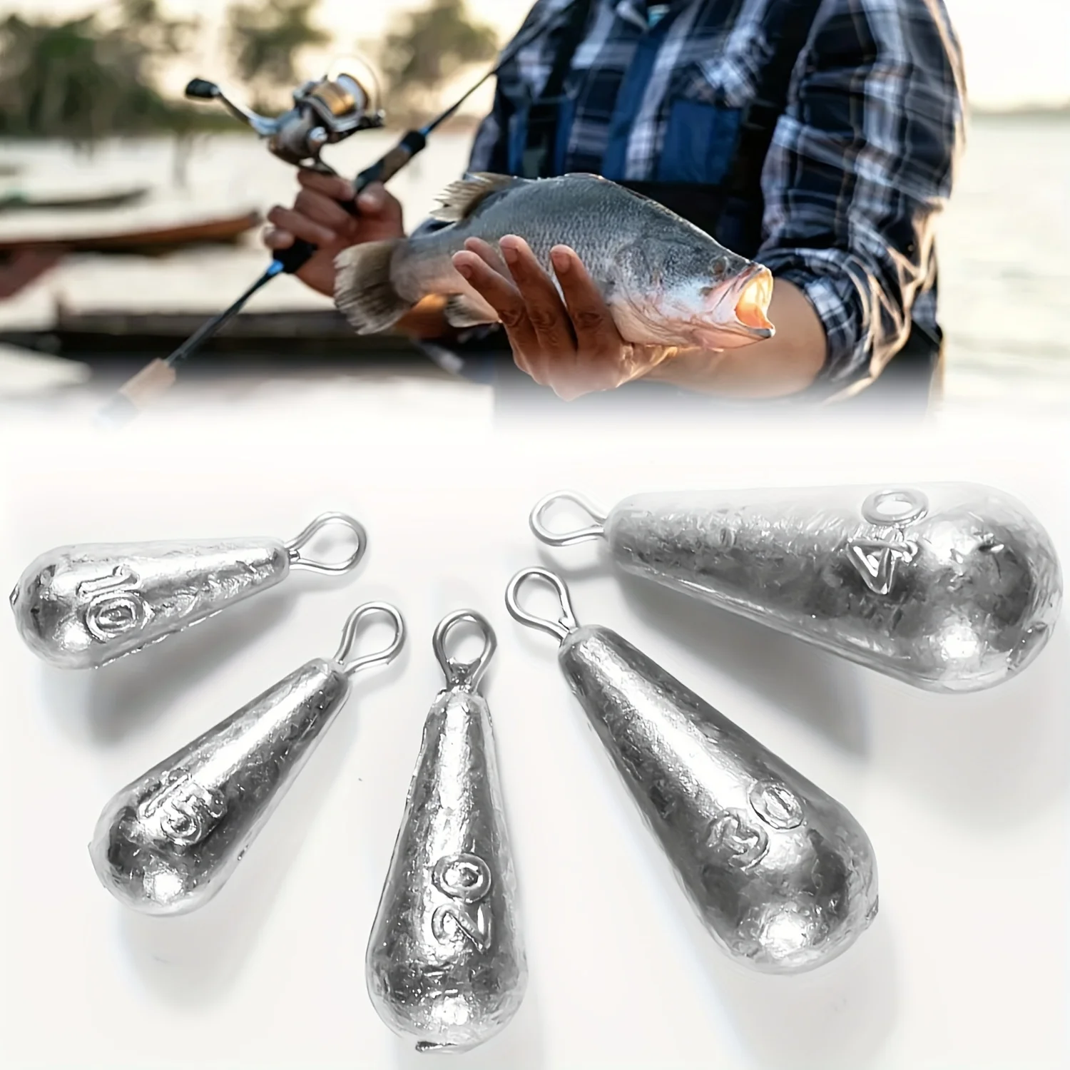 Fishing Weights Sinkers, 10 Sizes Teardrop-Shaped Fishing Lead Sinkers, Bass Casting Drop Shot Weights for Saltwater Freshwater