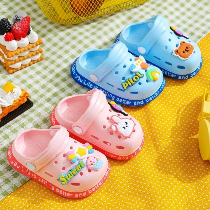 Summer Children Garden Slippers Shoes Boys&Girls Beach Sandal Kids Lightweight Breathable Cute Cartoon Slip Baby Slippers
