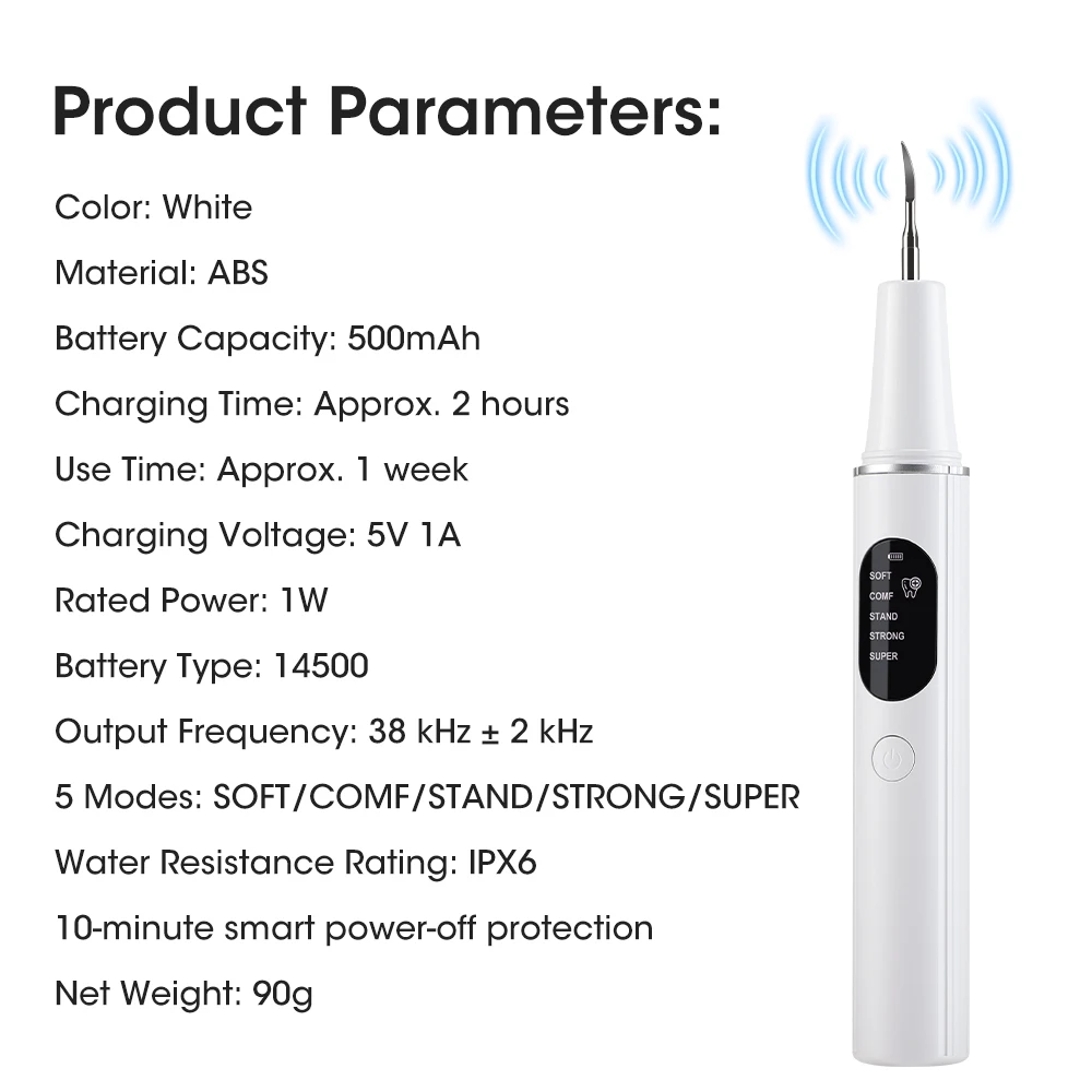 Ultrasonic Dental Scaler Electric Sonic Teeth Plaque Cleaner Dental Stone Removal For Teeth Tartar Stain Teeth Calculus Remover