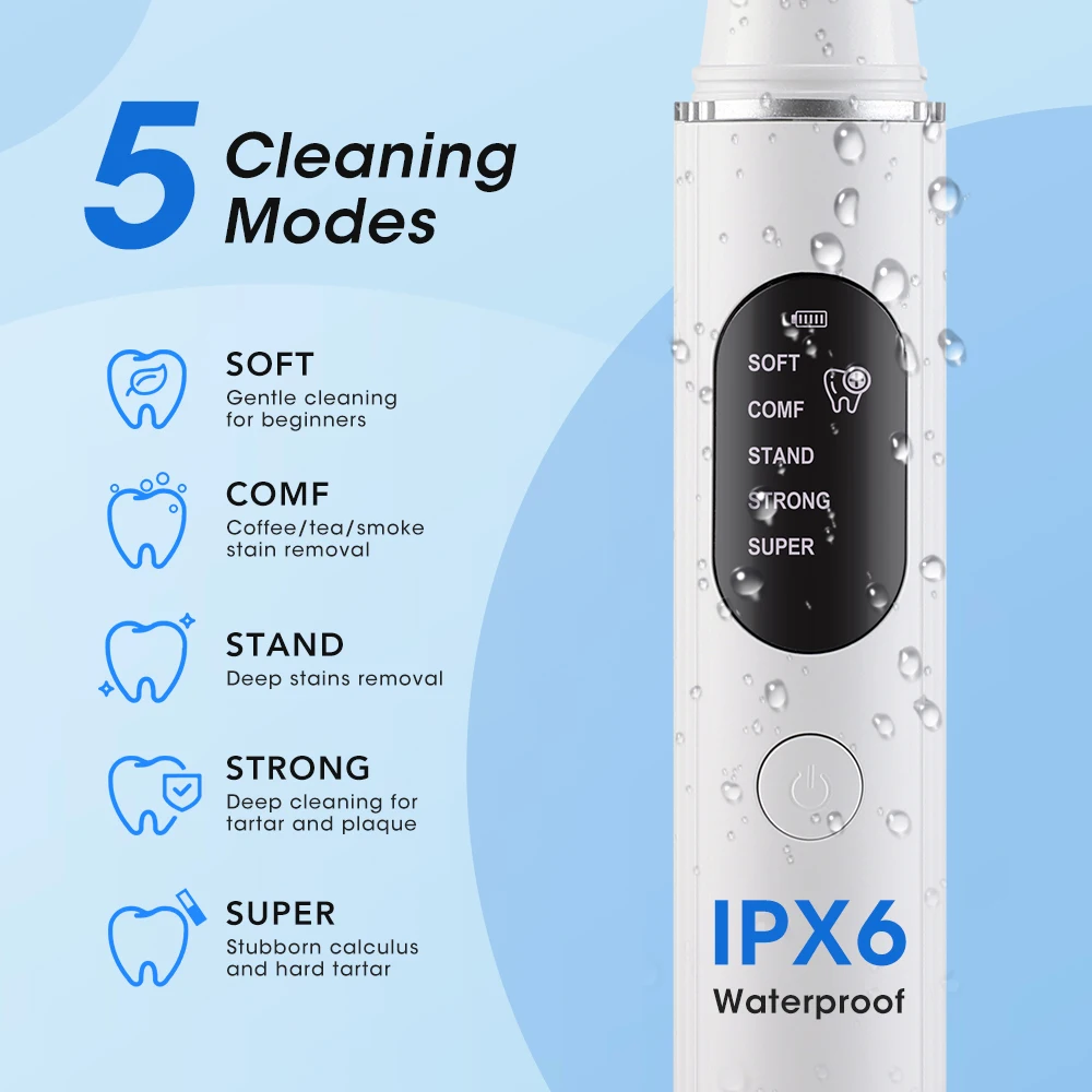Ultrasonic Dental Scaler Electric Sonic Teeth Plaque Cleaner Dental Stone Removal For Teeth Tartar Stain Teeth Calculus Remover