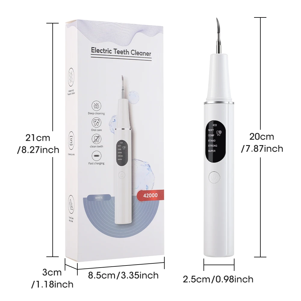 Ultrasonic Dental Scaler Electric Sonic Teeth Plaque Cleaner Dental Stone Removal For Teeth Tartar Stain Teeth Calculus Remover