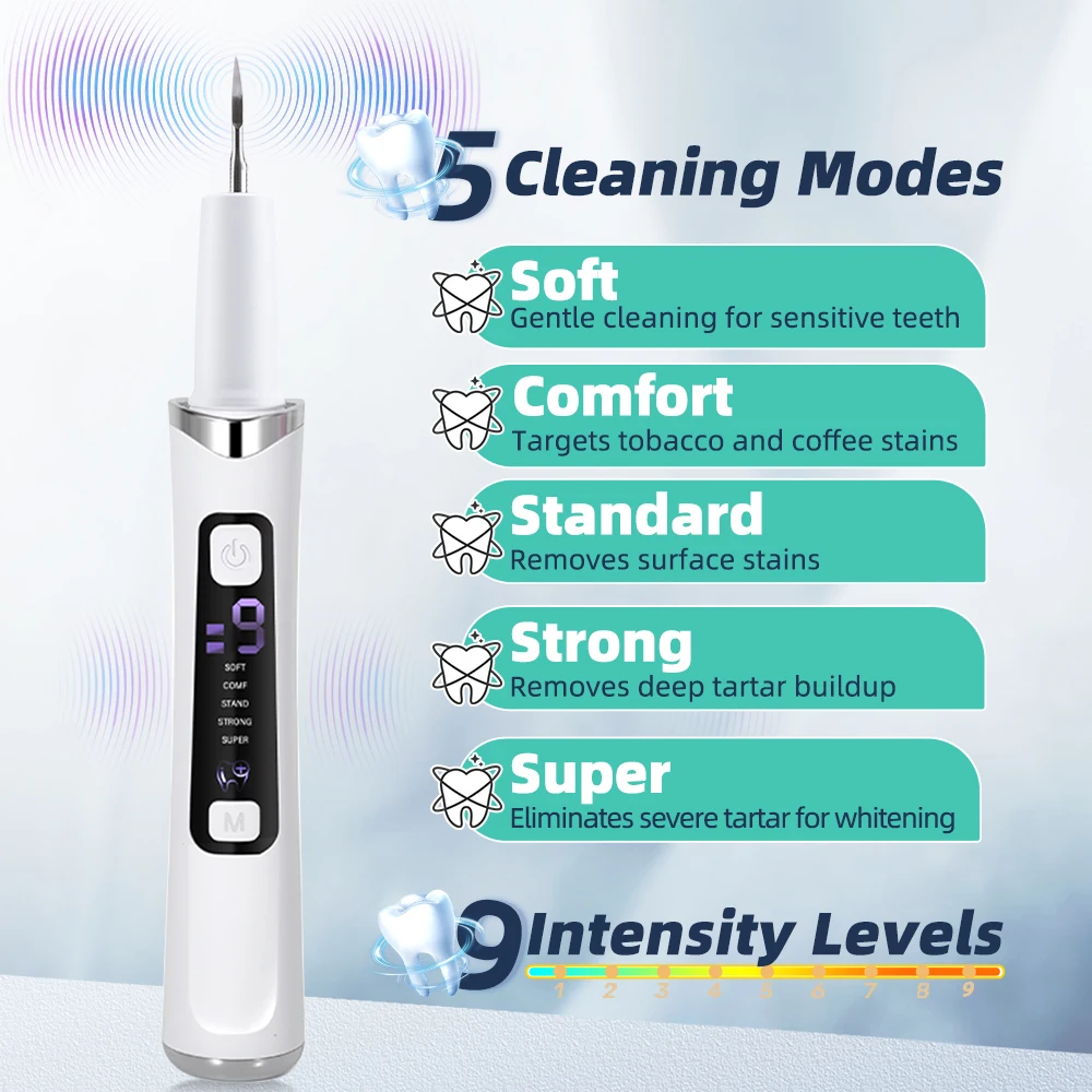 Ultrasonic Dental Scaler Electric Sonic Teeth Plaque Cleaner Dental Stone Removal For Teeth Tartar Stain Teeth Calculus Remover