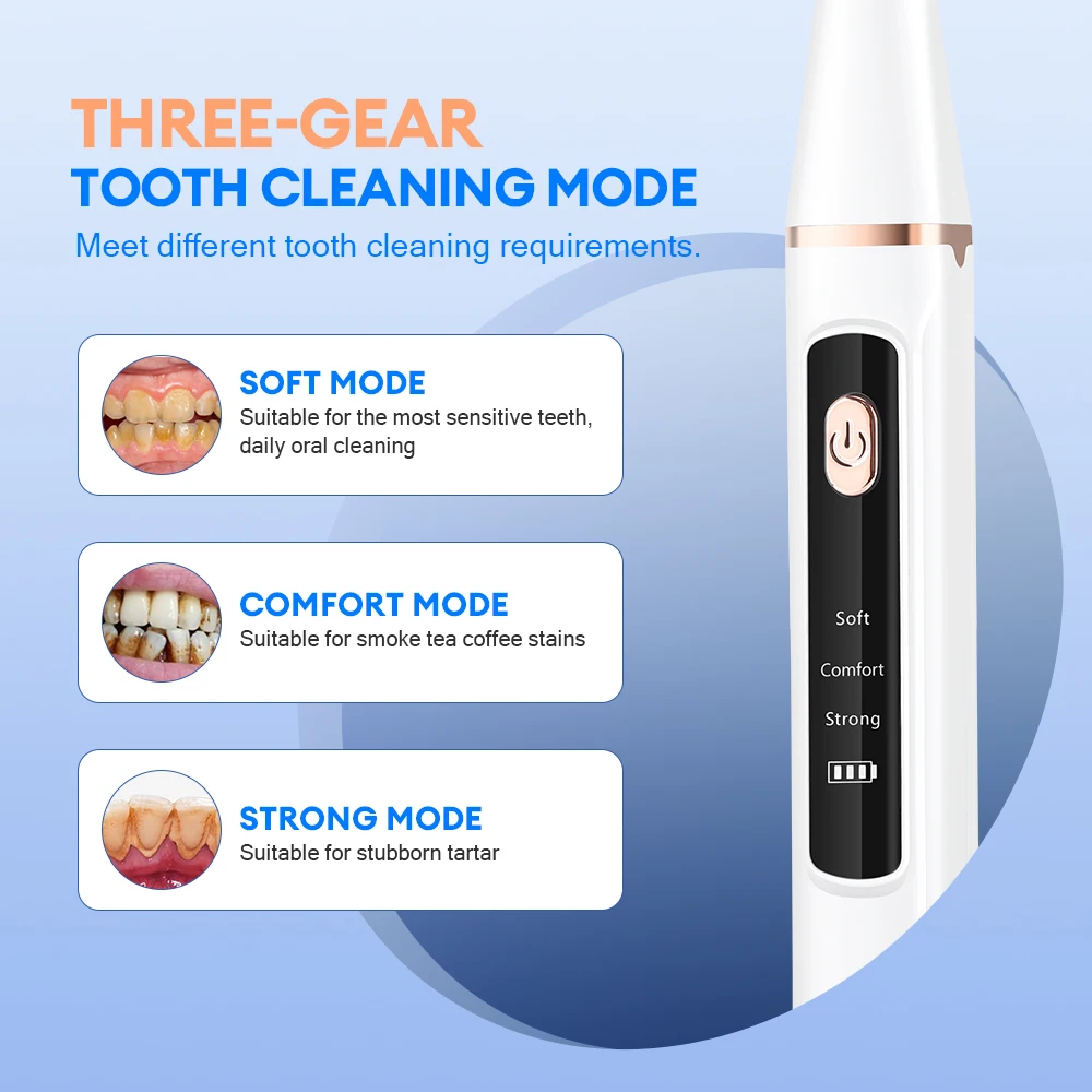 Ultrasonic Dental Scaler Electric Sonic Teeth Plaque Cleaner Dental Stone Removal For Teeth Tartar Stain Teeth Calculus Remover