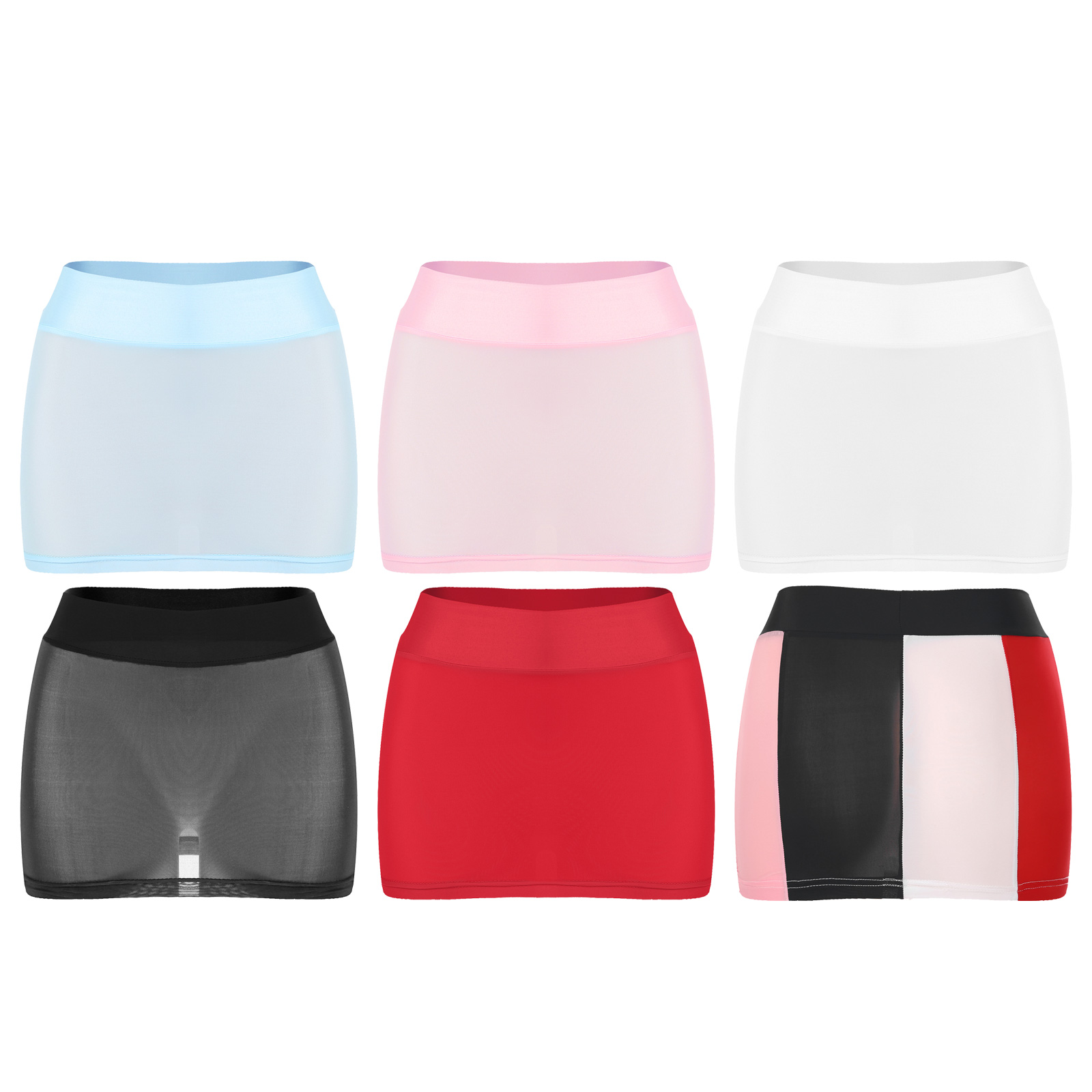 Womens Semi See-through Miniskirt Cover Ups Beachwear Solid Color Block Low Rise Sexy Pencil Mini Skirts Female Sexy Nightwear