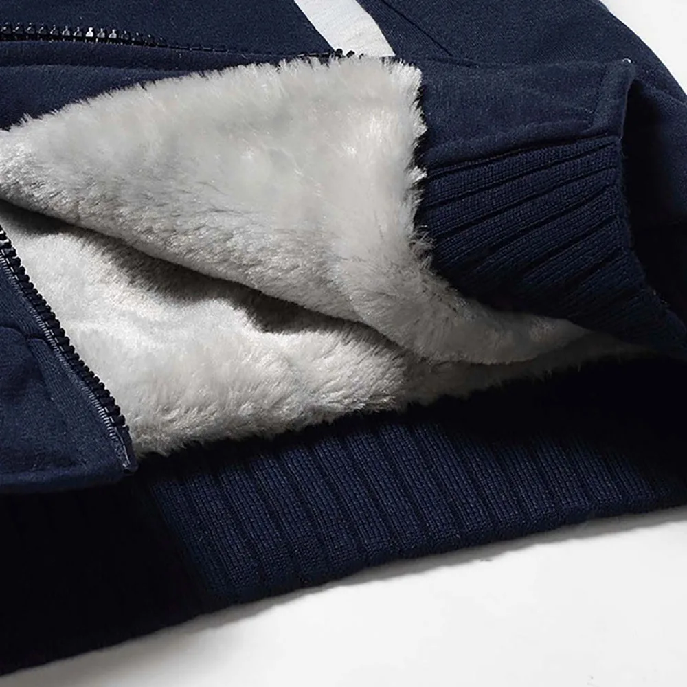 Winter Jacket Men Warm Coat Thick Fleece Male Zipper Hooded Jackets Casual Hooded Sportswear Outerwear Long Sleeves Sports Hoody