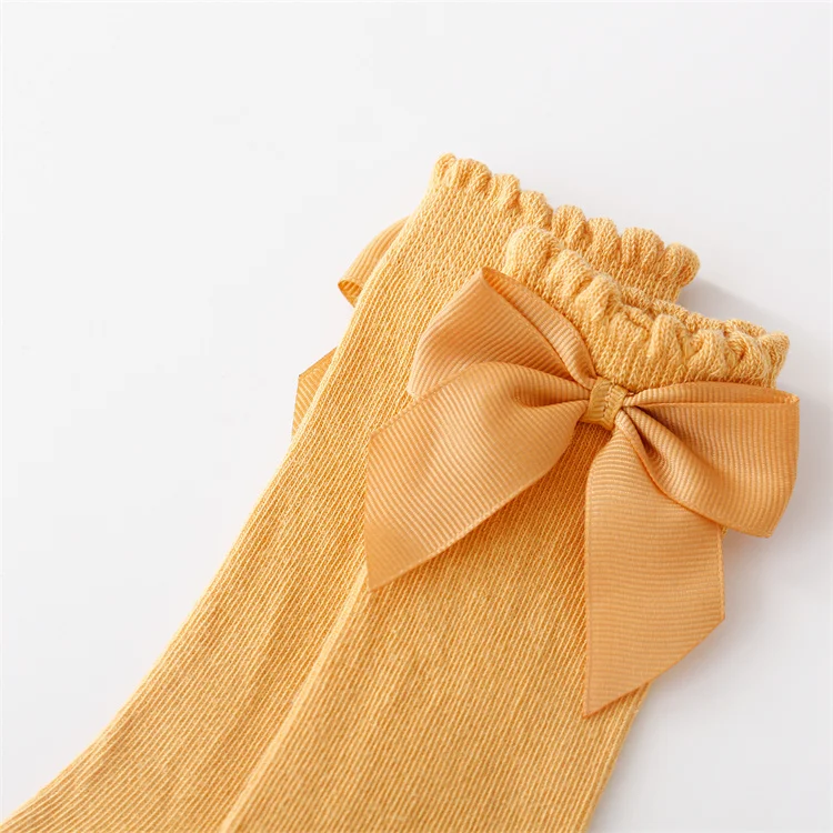 Lawadka Cotton Baby Girls Socks With Bows Knee High Children Princess Socks For Girls Toddler Kids Long Sock Autumn 0-7Years Old