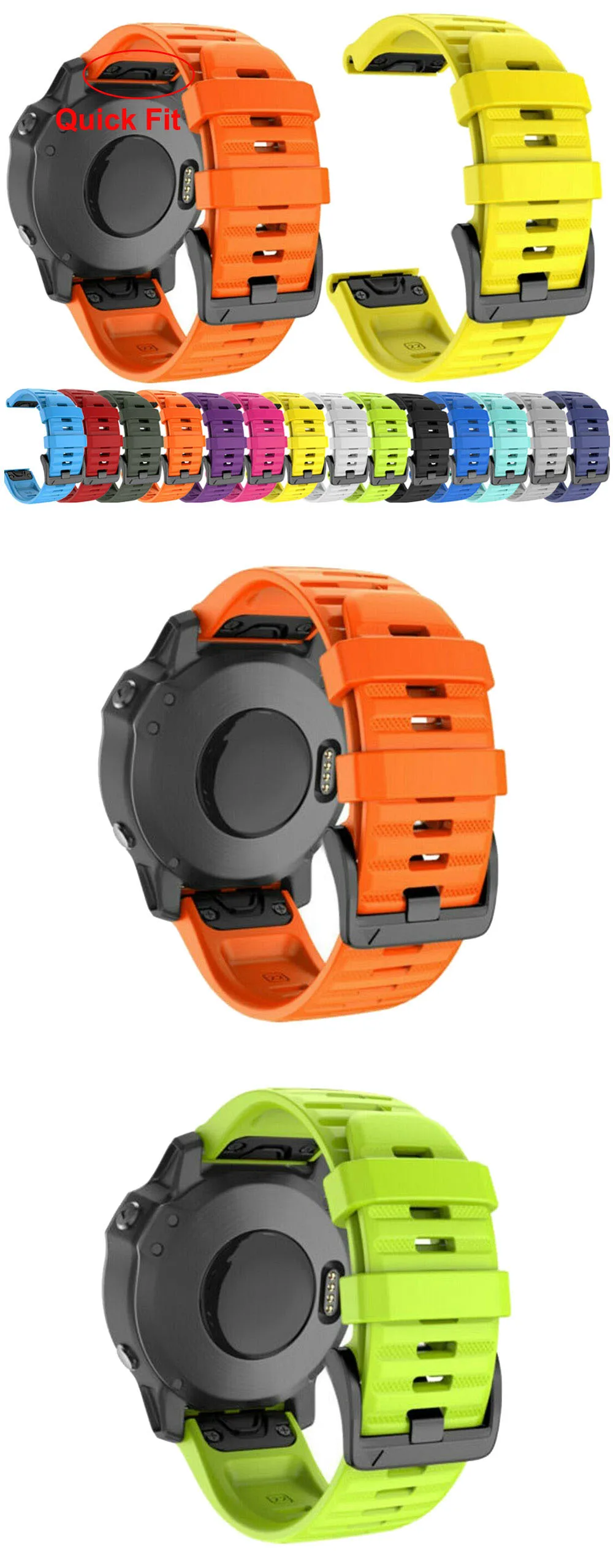 QuickFit 26mm 22mm Watch Strap For Garmin Fenix 7X 7 Pro Sapphire Solar Silicone Watchband Fenix 8 E 6X 6 Pro 5X 5 Plus Bracelet