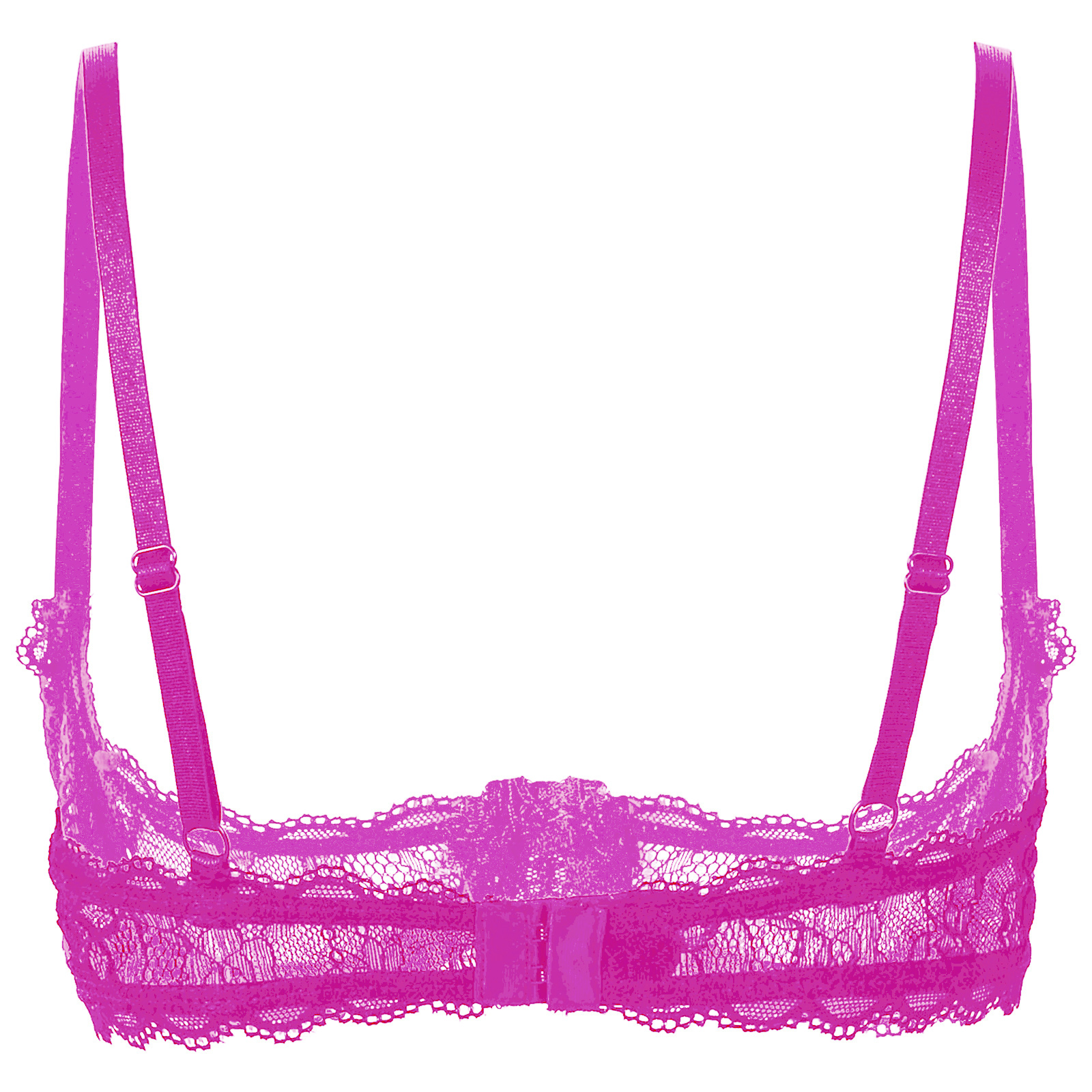 Women's Sheer Lace Lingerie Sexy Half Cup Bare Breast Underwire Push Up Bra Tops Adjustable Straps Unlined Brassiere