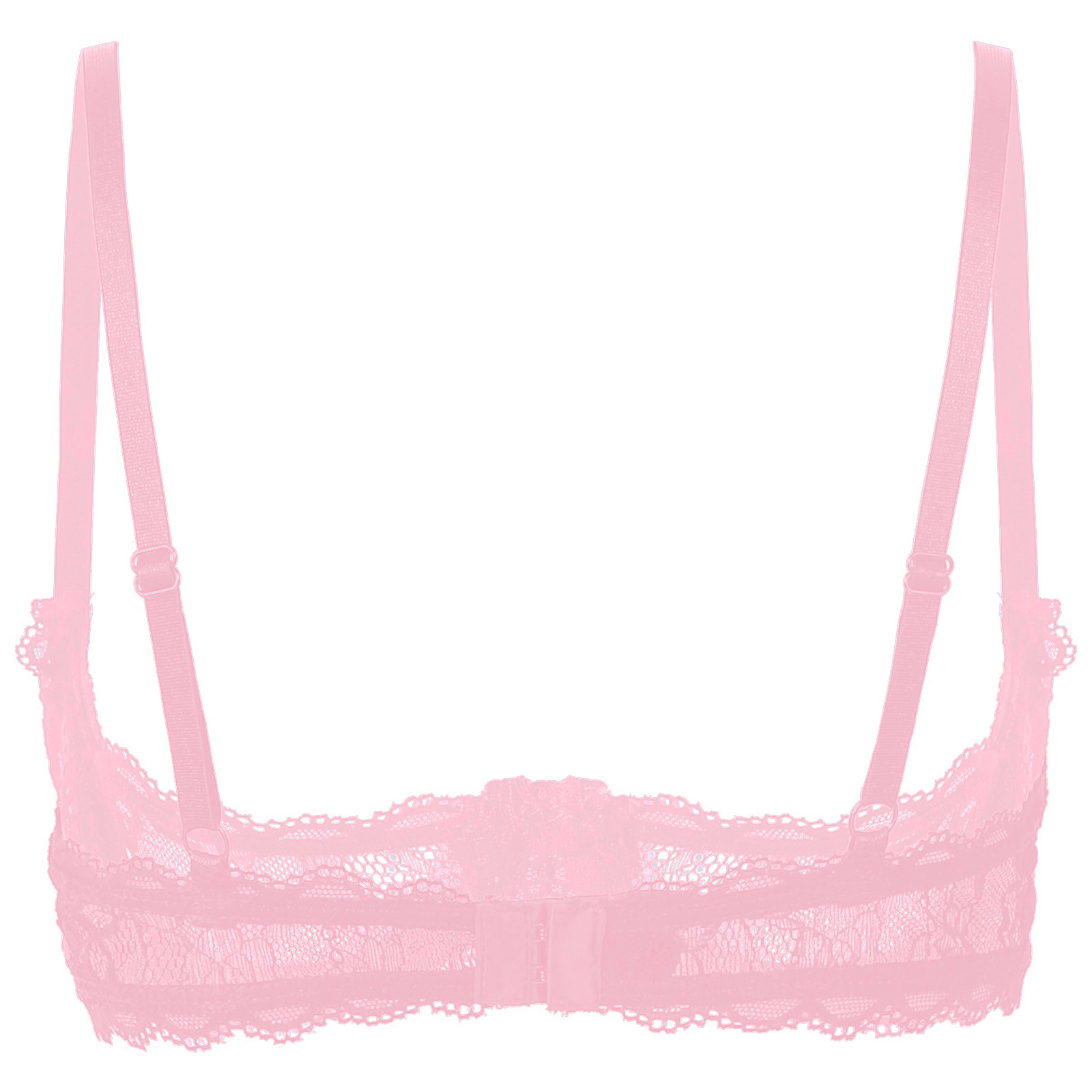 Women's Sheer Lace Lingerie Sexy Half Cup Bare Breast Underwire Push Up Bra Tops Adjustable Straps Unlined Brassiere