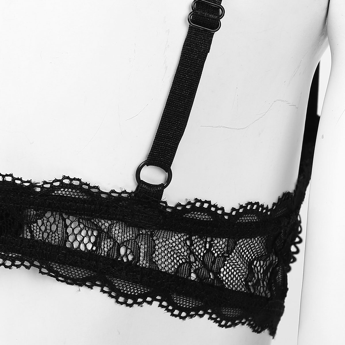 Women's Sheer Lace Lingerie Sexy Half Cup Bare Breast Underwire Push Up Bra Tops Adjustable Straps Unlined Brassiere