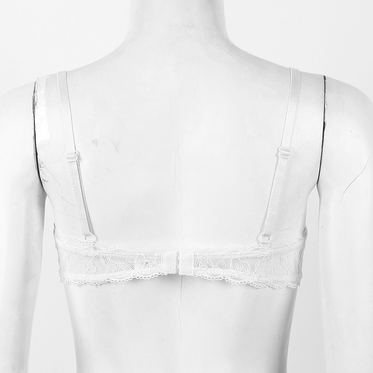 Women's Sheer Lace Lingerie Sexy Half Cup Bare Breast Underwire Push Up Bra Tops Adjustable Straps Unlined Brassiere