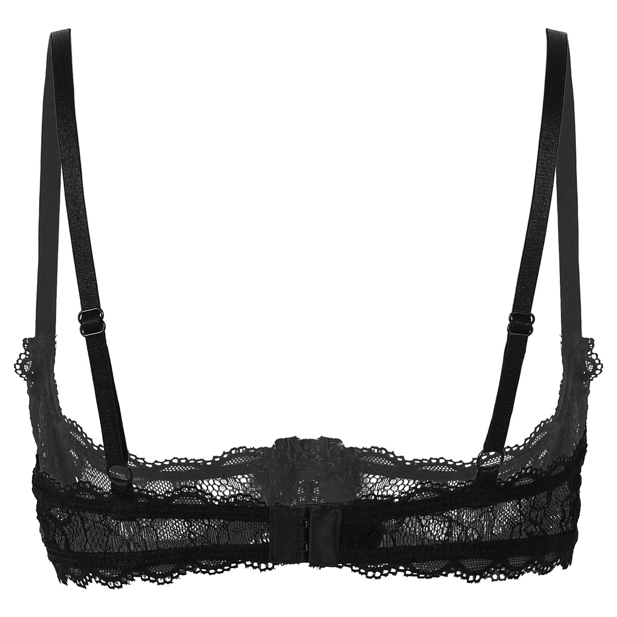 Women's Sheer Lace Lingerie Sexy Half Cup Bare Breast Underwire Push Up Bra Tops Adjustable Straps Unlined Brassiere