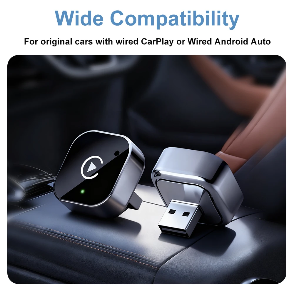 2026 Wireless CarPlay Adapter 2-in-1 Wired to Wireless Dongle for Apple & Android Phone Plug and Play Universal Car Accessory