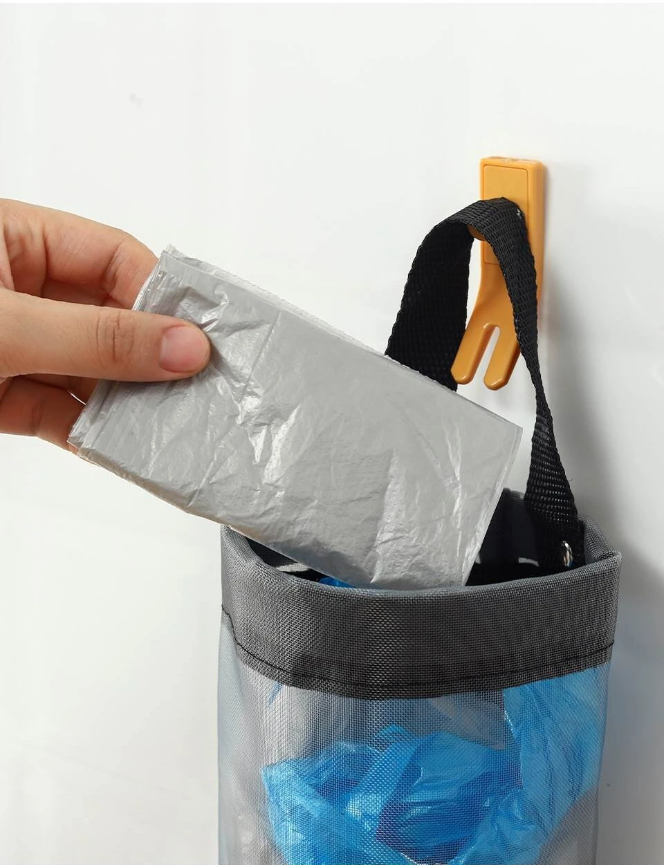 Home Grocery Bag Holder Wall Mount Plastic Bag Holder Dispenser Hanging Storage Trash Garbage Bag Kitchen Garbage Organizer