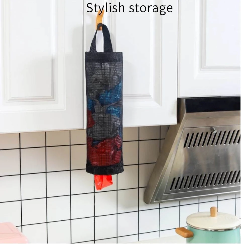 Home Grocery Bag Holder Wall Mount Plastic Bag Holder Dispenser Hanging Storage Trash Garbage Bag Kitchen Garbage Organizer