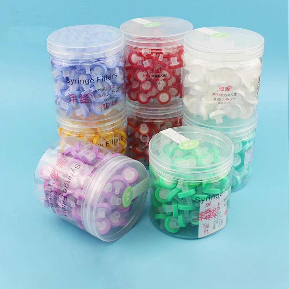 100pcs/box Lab 13mm/ 25mm MCE/Nylon/ PTFE Millipore Membrane Syringe Filter, 0.22 OR 0.45um Needle Filter Lab Equiptment