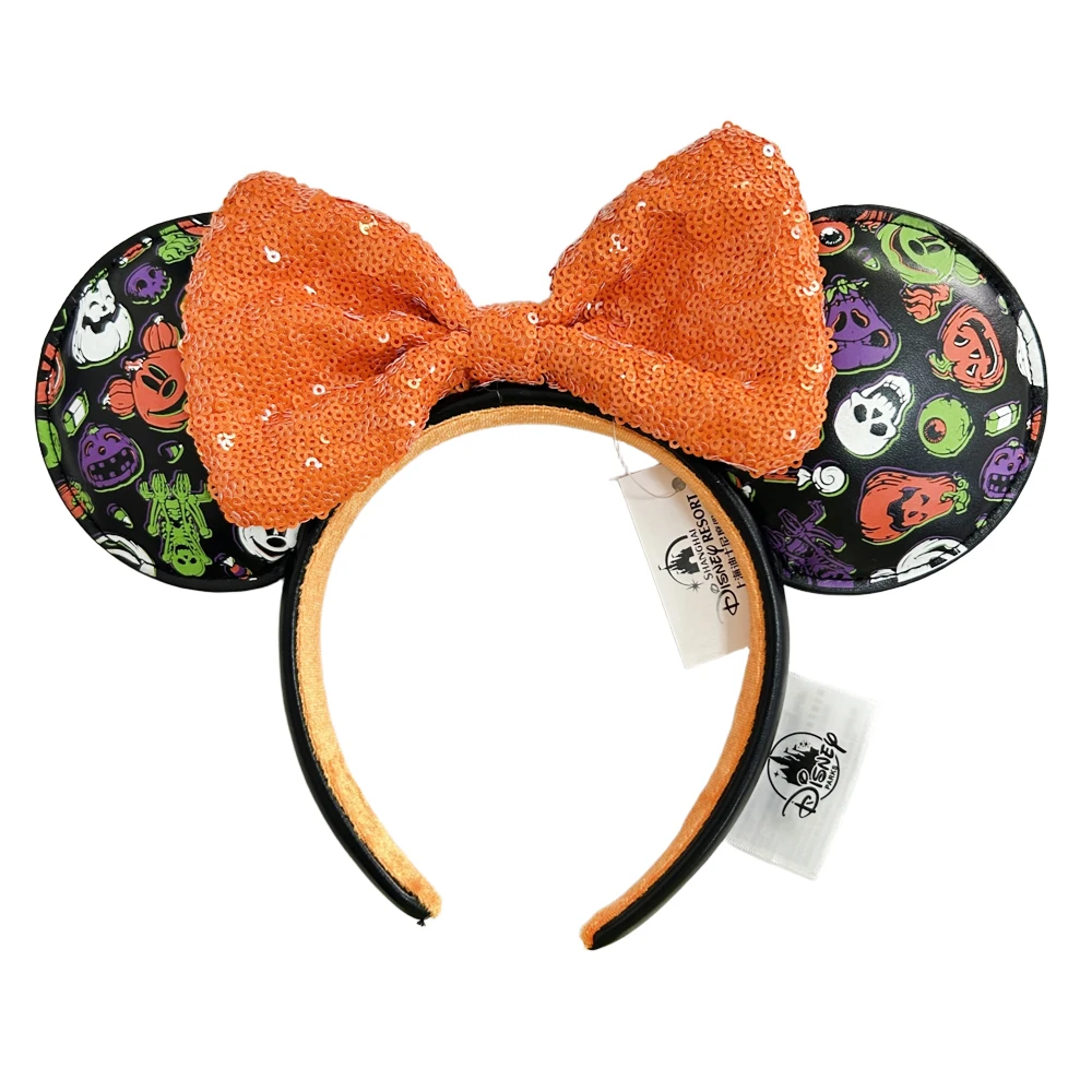 Disney Minnie Mickey Ears Headband Holiday Party Sequins Headdress Bows EARS COSTUME Headband Cosplay Plush Adult/Kids Gift