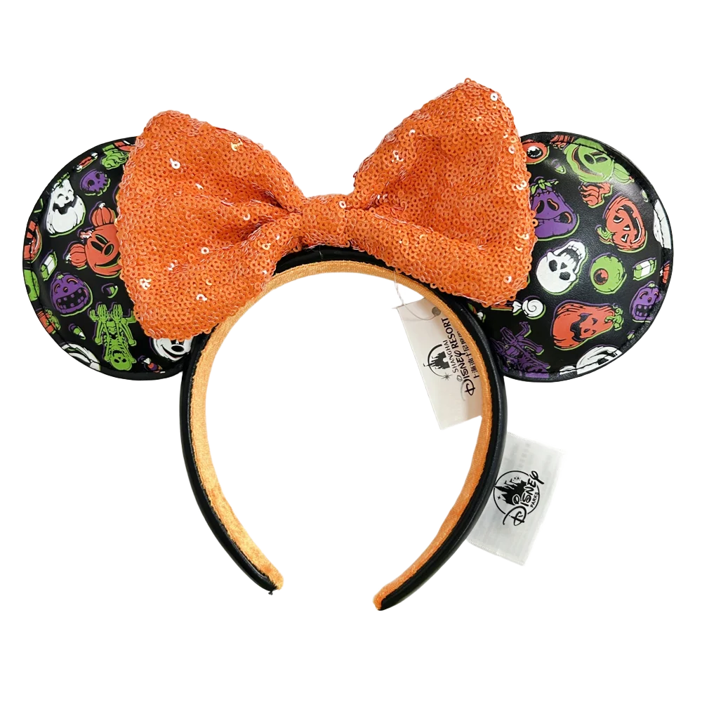 Disney Minnie Mickey Ears Headband Holiday Party Sequins Headdress Bows EARS COSTUME Headband Cosplay Plush Adult/Kids Gift