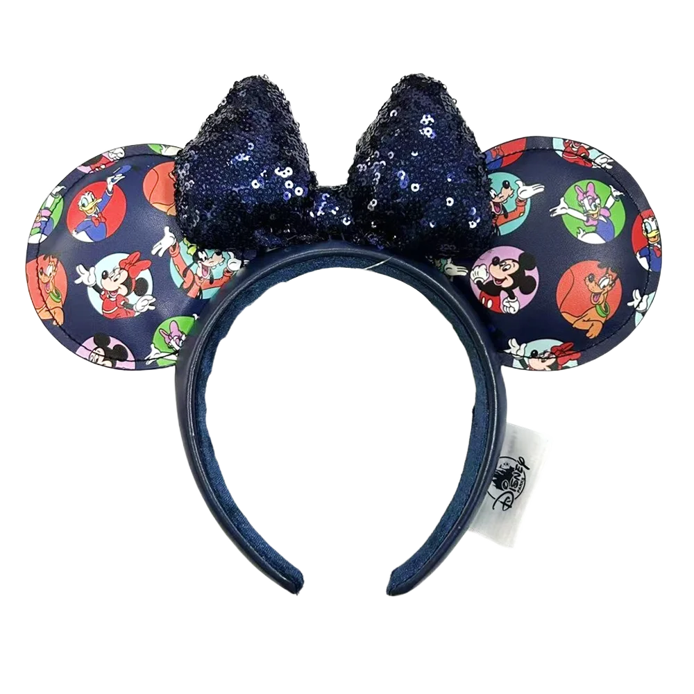 Disney Minnie Mickey Ears Headband Holiday Party Sequins Headdress Bows EARS COSTUME Headband Cosplay Plush Adult/Kids Gift