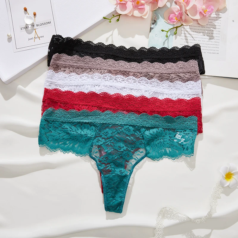 Perspective Lace Panties Women Hollow Out Low-waist Underwear Thongs Female Underpants Breathable Lingerie Embroidery Intimates