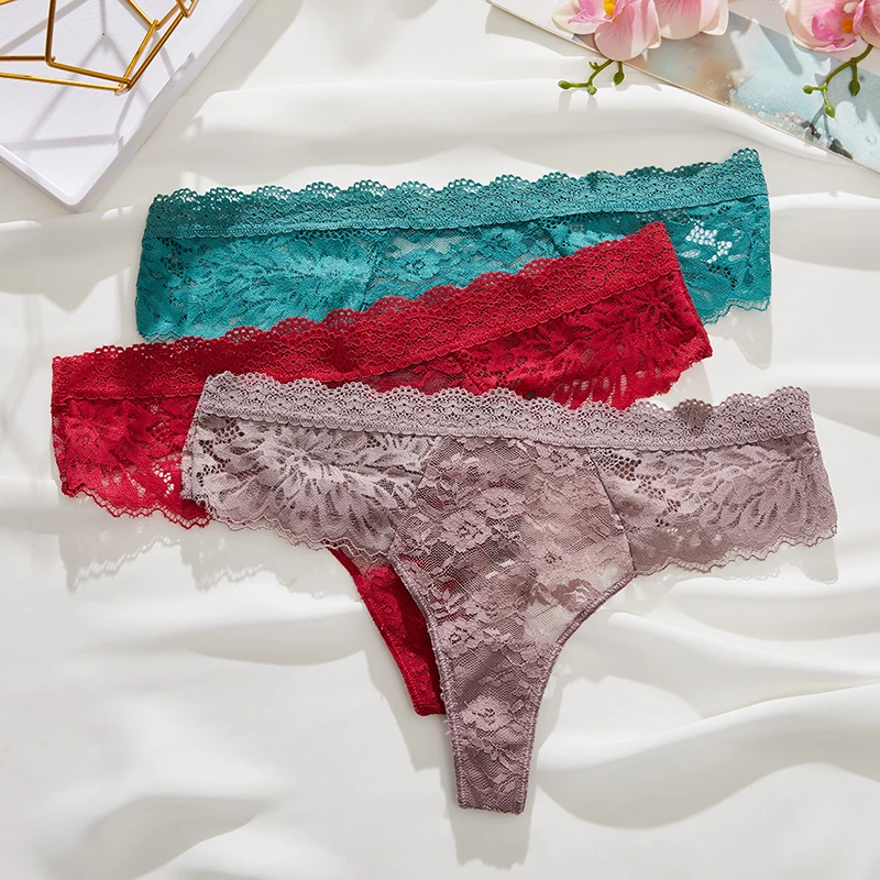 Perspective Lace Panties Women Hollow Out Low-waist Underwear Thongs Female Underpants Breathable Lingerie Embroidery Intimates
