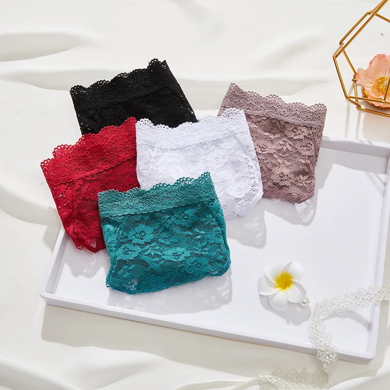 Perspective Lace Panties Women Hollow Out Low-waist Underwear Thongs Female Underpants Breathable Lingerie Embroidery Intimates
