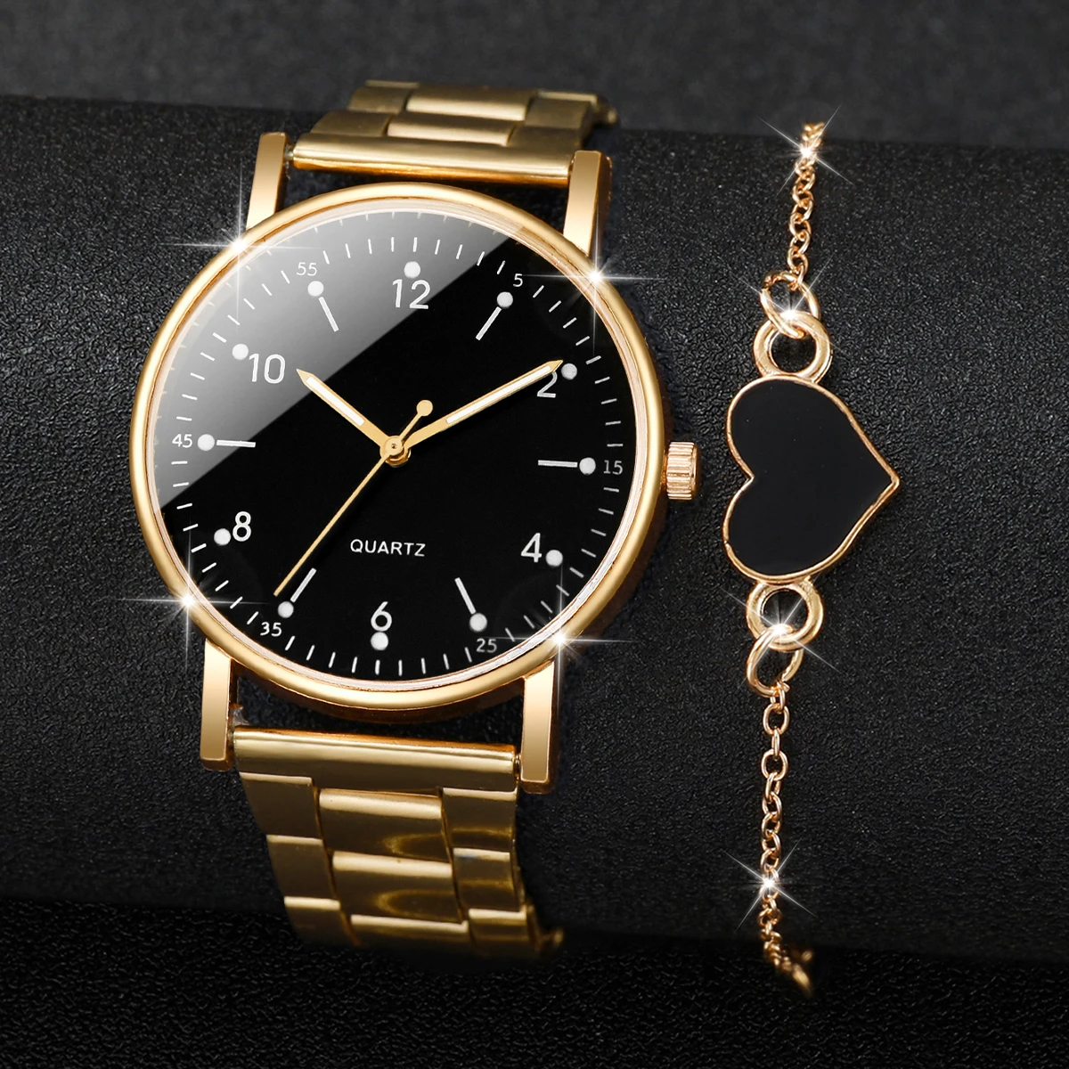 2/4PCS Fashion Arabic Dial Women Watches Simple Quaretz Wristwatch with Bracelets Set Reloj Mujer(Without Box)