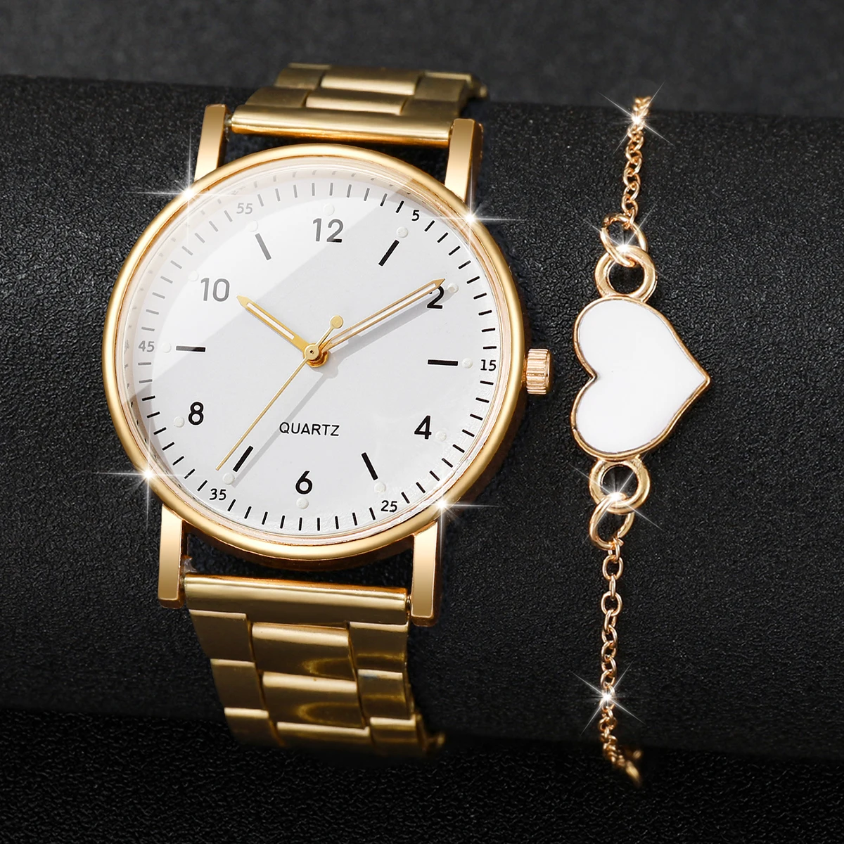 2/4PCS Fashion Arabic Dial Women Watches Simple Quaretz Wristwatch with Bracelets Set Reloj Mujer(Without Box)