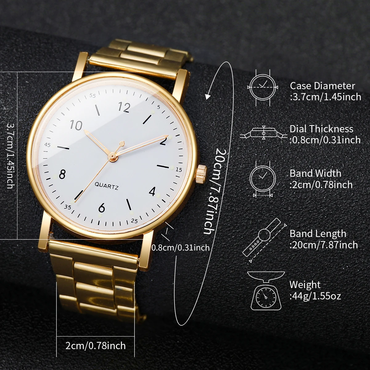 2/4PCS Fashion Arabic Dial Women Watches Simple Quaretz Wristwatch with Bracelets Set Reloj Mujer(Without Box)