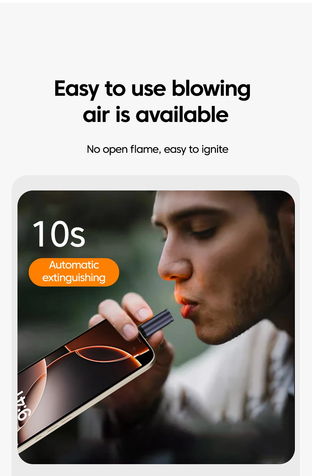 Type-C Mobile Cigarette Lighter Air Blowing Cigarette Lighter Outdoor Safety Portable Mini Cigarette Lighting Artifact