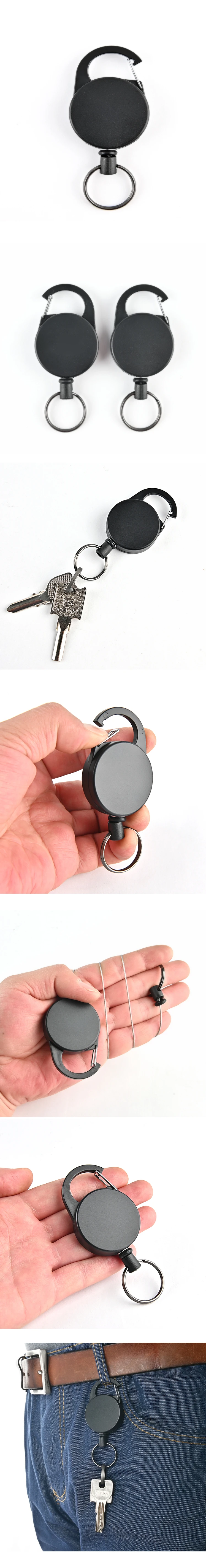 High Strength Steel Wire Pull Keyring Tag Card Holder Retractable Reel Zinc Alloy ABS Plastic ID Badge Holders Stationery