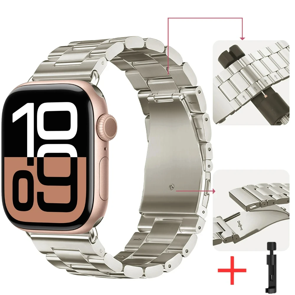 Metal Strap for Apple Watch Band 46mm 42mm 44mm 45mm 40 41mm Stainless Steel Wristband iWatch Series 11 10 9 8 7 6 SE Ultra 49mm