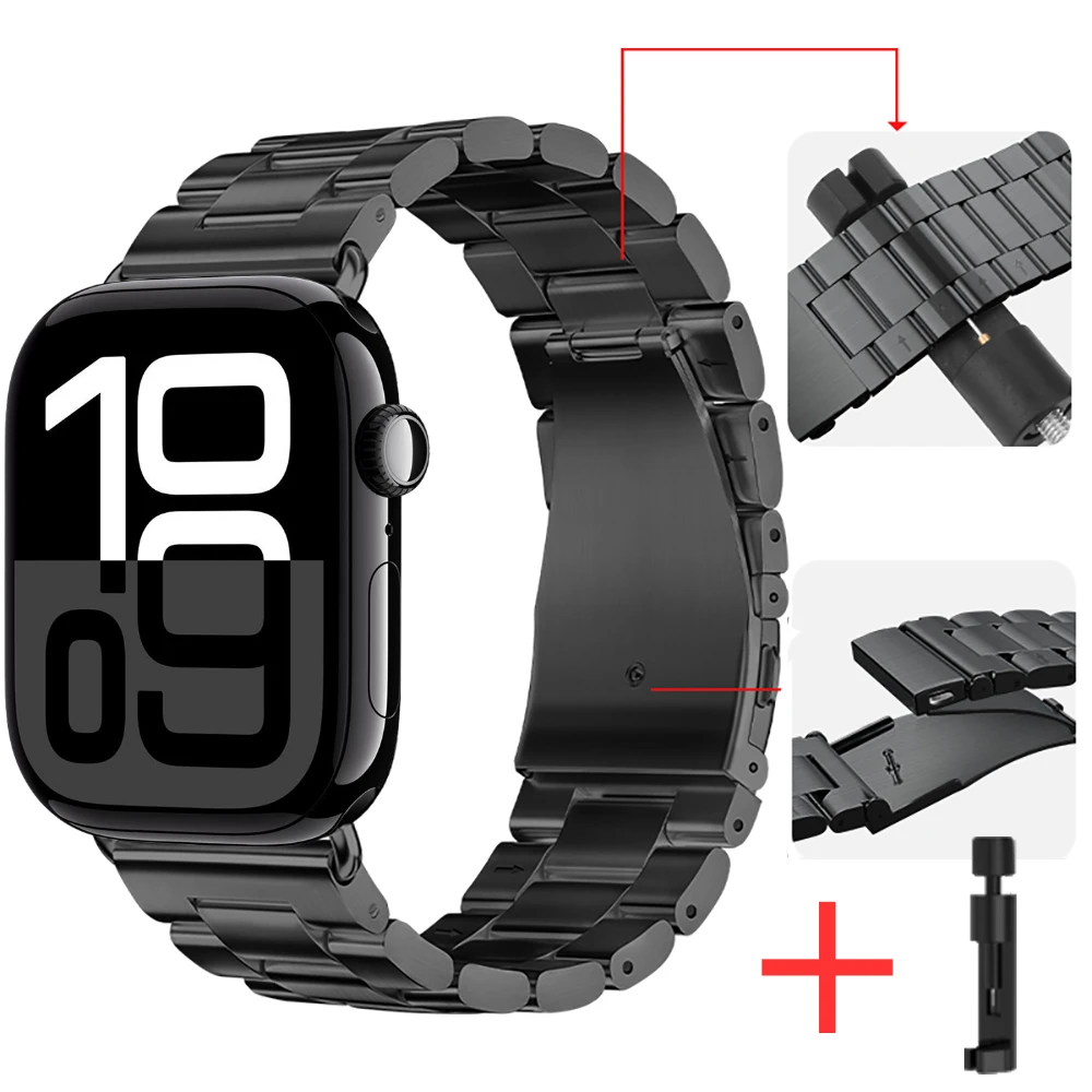 Metal Strap for Apple Watch Band 46mm 42mm 44mm 45mm 40 41mm Stainless Steel Wristband iWatch Series 11 10 9 8 7 6 SE Ultra 49mm