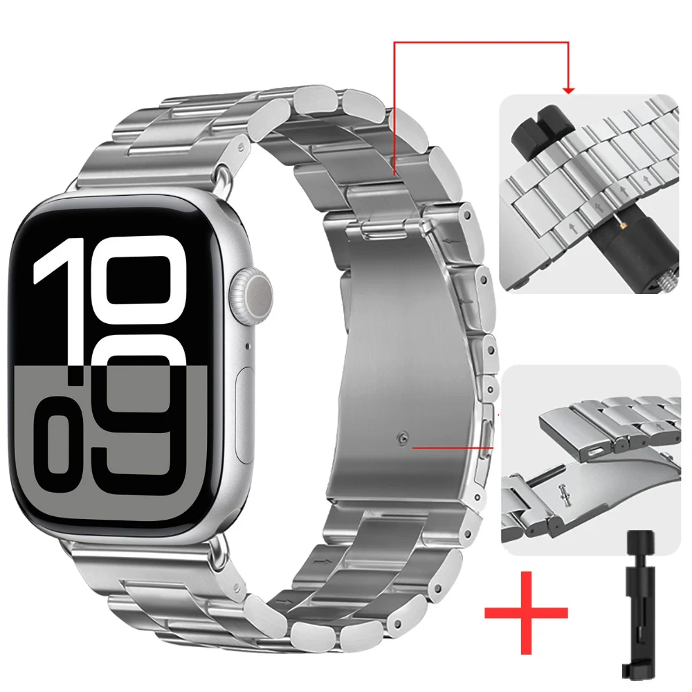 Metal Strap for Apple Watch Band 46mm 42mm 44mm 45mm 40 41mm Stainless Steel Wristband iWatch Series 11 10 9 8 7 6 SE Ultra 49mm