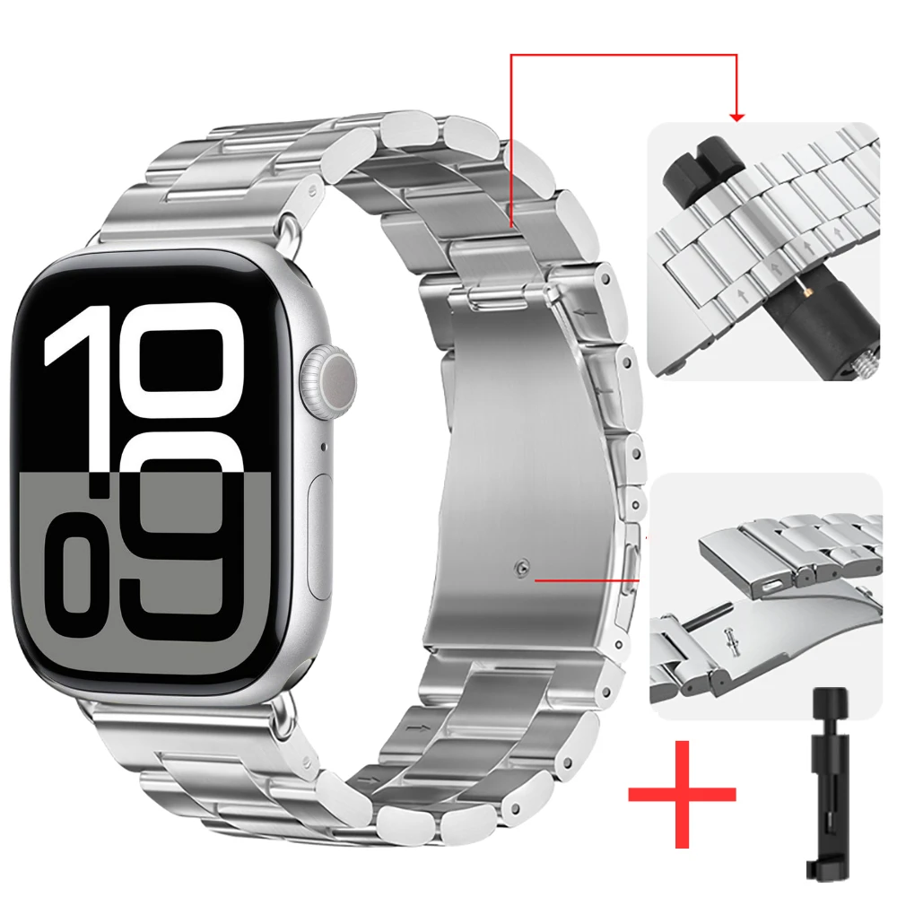 Metal Strap for Apple Watch Band 46mm 42mm 44mm 45mm 40 41mm Stainless Steel Wristband iWatch Series 11 10 9 8 7 6 SE Ultra 49mm