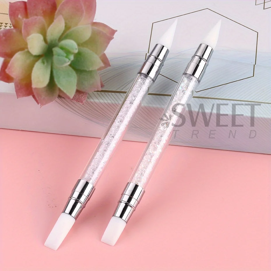 Double Head Silicone Nail Art Pen Carving Flower Sculpting Pen Adjustable Glue Stick Embossing Brush Professional Manicure Tools