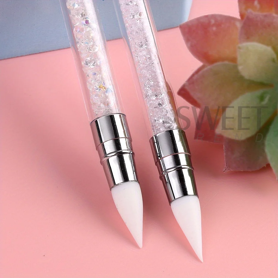 Double Head Silicone Nail Art Pen Carving Flower Sculpting Pen Adjustable Glue Stick Embossing Brush Professional Manicure Tools