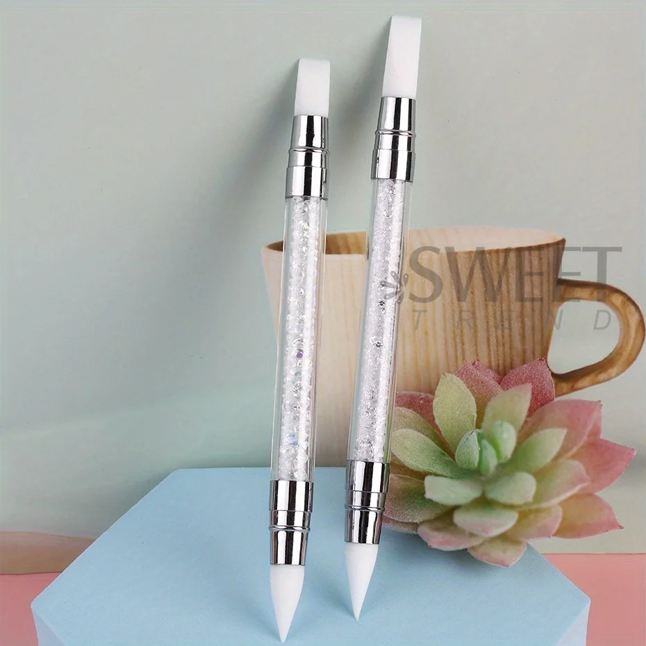 Double Head Silicone Nail Art Pen Carving Flower Sculpting Pen Adjustable Glue Stick Embossing Brush Professional Manicure Tools