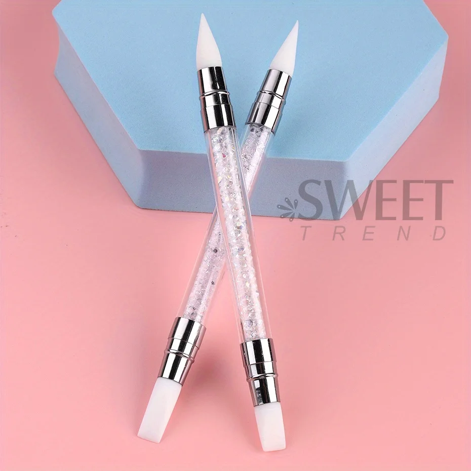 Double Head Silicone Nail Art Pen Carving Flower Sculpting Pen Adjustable Glue Stick Embossing Brush Professional Manicure Tools