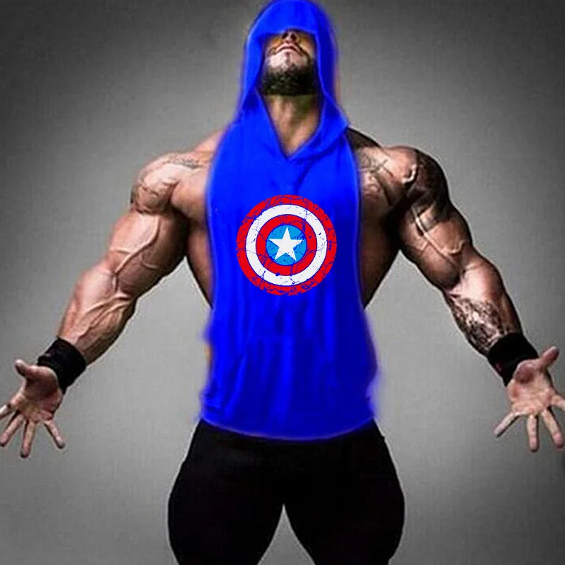 2022 New Men Bodybuilding Cotton Tank top Gyms Fitness Hooded Vest Sleeveless Shirt Summer Casual Fashion Workout Brand Clothing