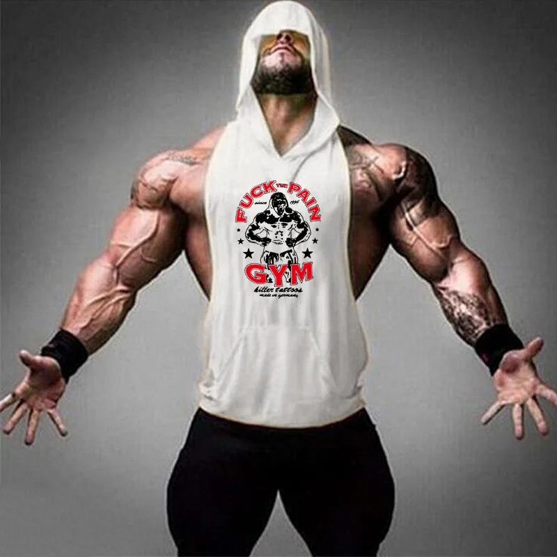 2022 New Men Bodybuilding Cotton Tank top Gyms Fitness Hooded Vest Sleeveless Shirt Summer Casual Fashion Workout Brand Clothing