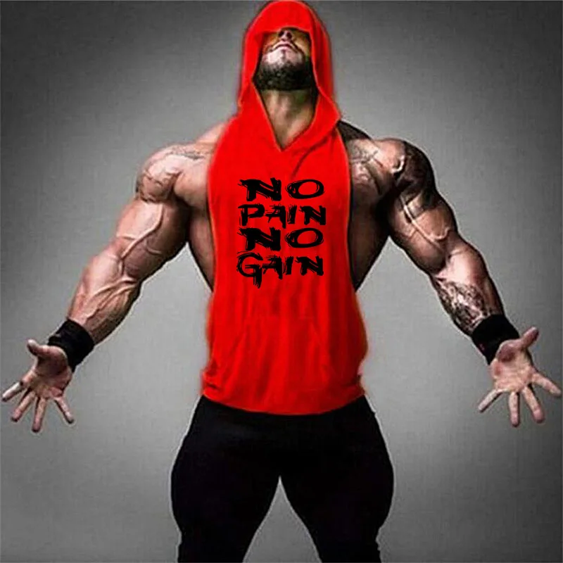 2022 New Men Bodybuilding Cotton Tank top Gyms Fitness Hooded Vest Sleeveless Shirt Summer Casual Fashion Workout Brand Clothing
