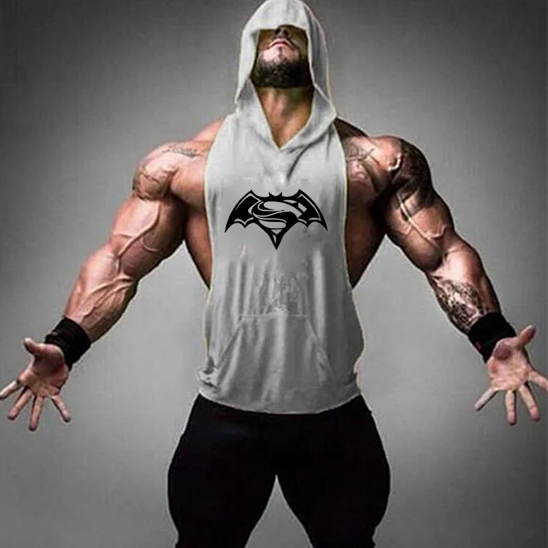 2022 New Men Bodybuilding Cotton Tank top Gyms Fitness Hooded Vest Sleeveless Shirt Summer Casual Fashion Workout Brand Clothing
