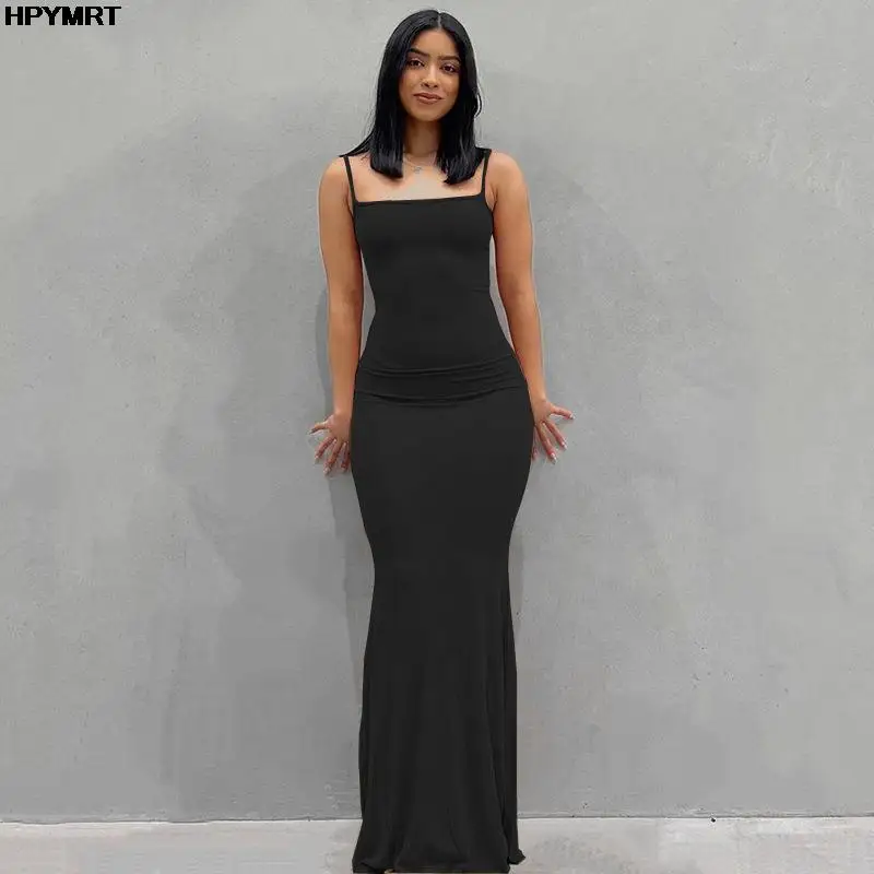 Satin Slip Sleeveless Backless Slim Sexy Maxi Dress 2022 Spring Women Party Y2K Concise Bodycon Elegant Dresses Female Clothing