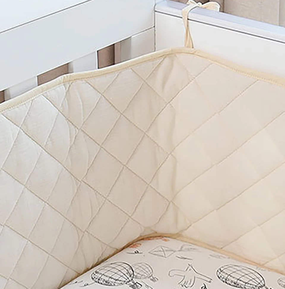 Bumpers In The Crib Crepe Plaid One-Piece Cradle Cushion Baby Bed Bar Protection Beige Cotton Soft Sleeping Baby Bed Bumper