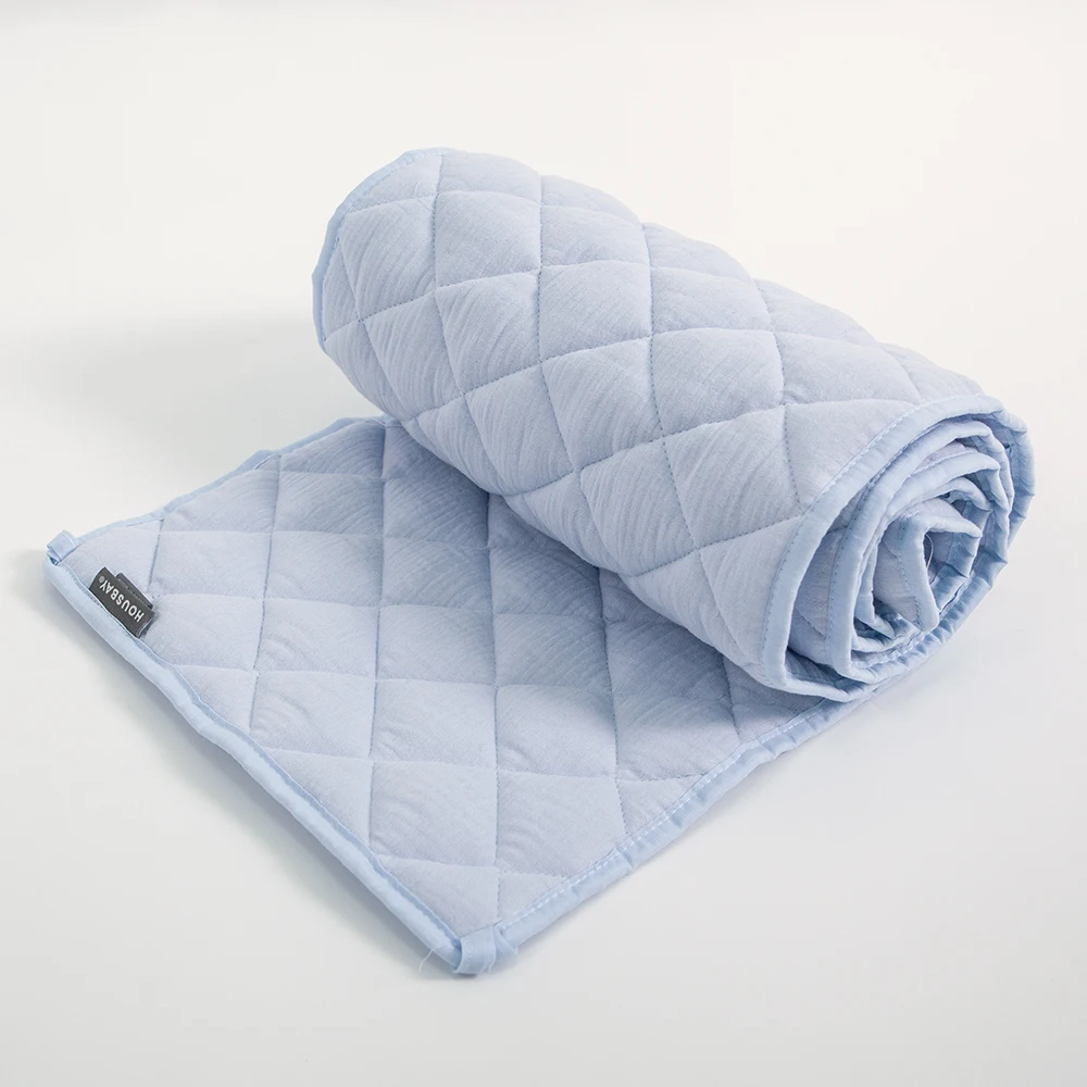Bumpers In The Crib Crepe Plaid One-Piece Cradle Cushion Baby Bed Bar Protection Beige Cotton Soft Sleeping Baby Bed Bumper