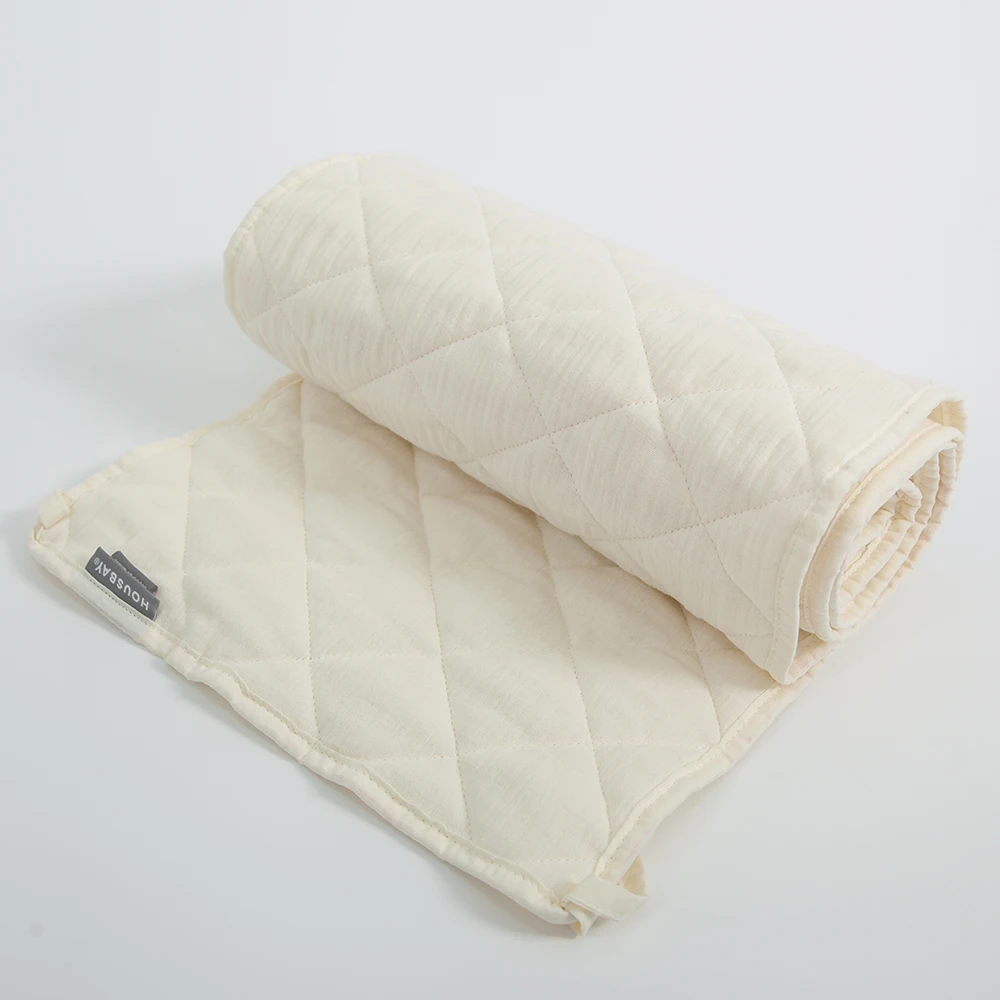 Bumpers In The Crib Crepe Plaid One-Piece Cradle Cushion Baby Bed Bar Protection Beige Cotton Soft Sleeping Baby Bed Bumper